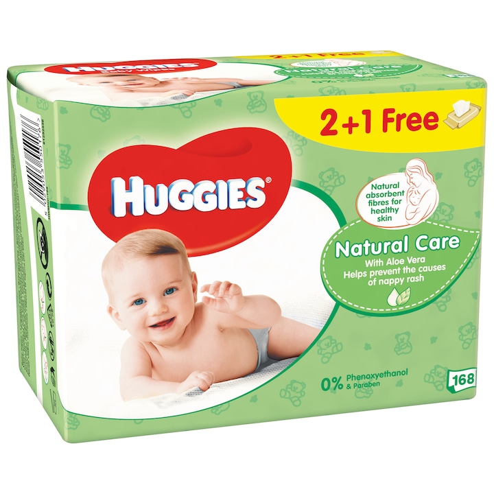 3 x Huggies Natural Care nedves törlőkendő készlet, 56 darab