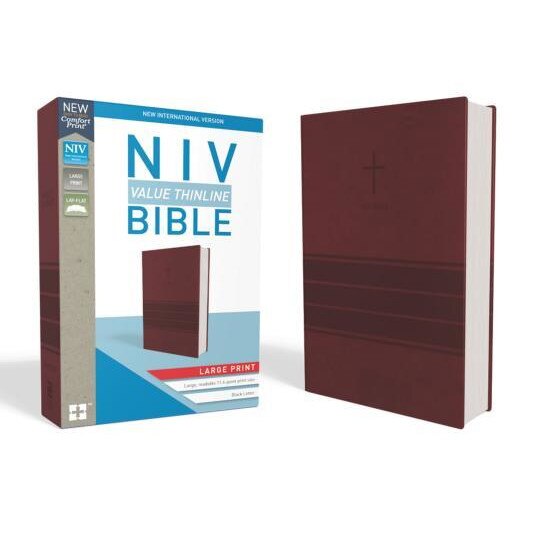 NIV, Value Thinline Bible, Large Print, Imitation Leather, Burgundy, Zondervan (Author)