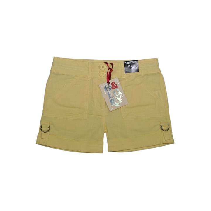 Pantaloni scurți pentru fetiță din in galben Soul & Glory
