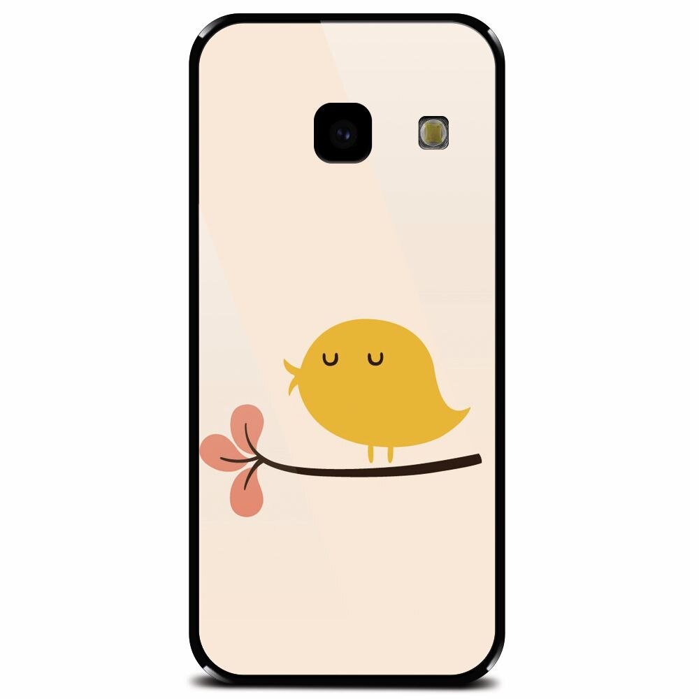 Husa din sticla securizata pentru Samsung Galaxy J4 Plus, Flat Minimal Cute Bird Illustration