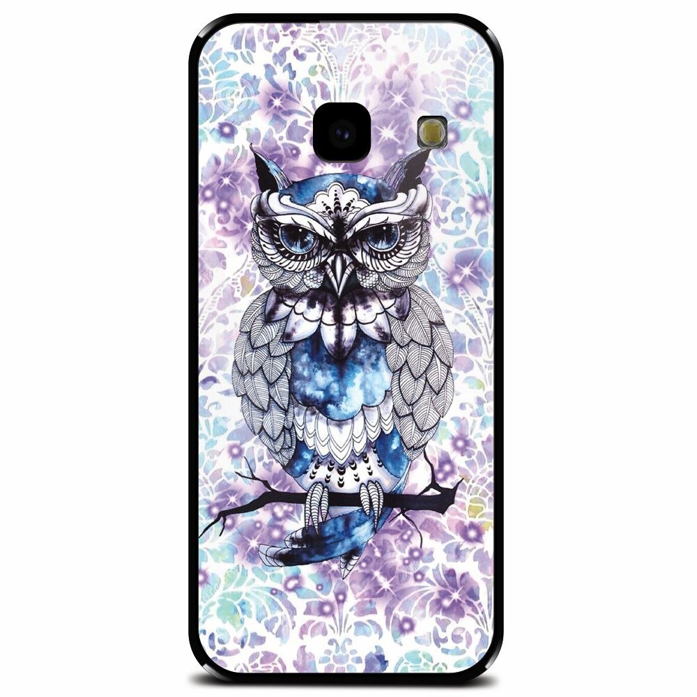Husa din sticla securizata pentru Samsung Galaxy J4 Plus, Abstract Owl