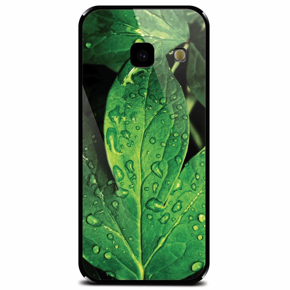 Husa din sticla securizata pentru Samsung Galaxy J4 Plus, Leaves And Dew