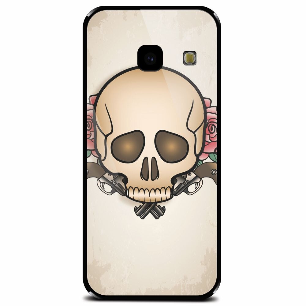 Husa din sticla securizata pentru Samsung Galaxy J4 Plus, Skulls And Roses