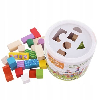 Set galeata cuburi de constructie iMK®, cu sortator, 50 de piese, fara margini ascutite, vopsite ecologic Set galeata cuburi de constructie iMK®, cu sortator, 50 de piese, fara margini ascutite, vopsite ecologic