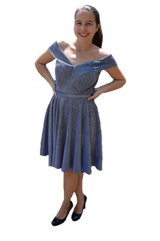 Rochie eleganta Adalicia cu sclipici si decolteu in V,D&J Exclussive, Mov Rochie eleganta Adalicia cu sclipici si decolteu in V,D&J Exclussive, Mov