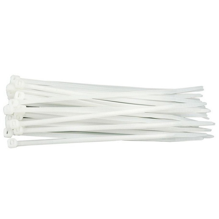 Set colier plastic, 200x3.5mm, 100 de bucati, alb, Changhong