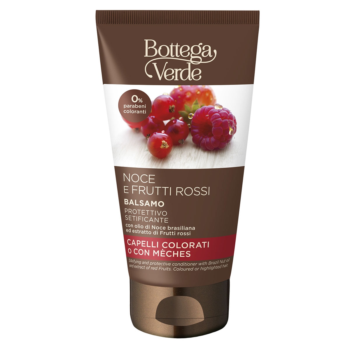 Balsam - crema cu ulei de nuci braziliene si fructe rosii pentru par vopsit - Olio di Nocce e Frutti Rossi, 150 ML, Bottega Verde