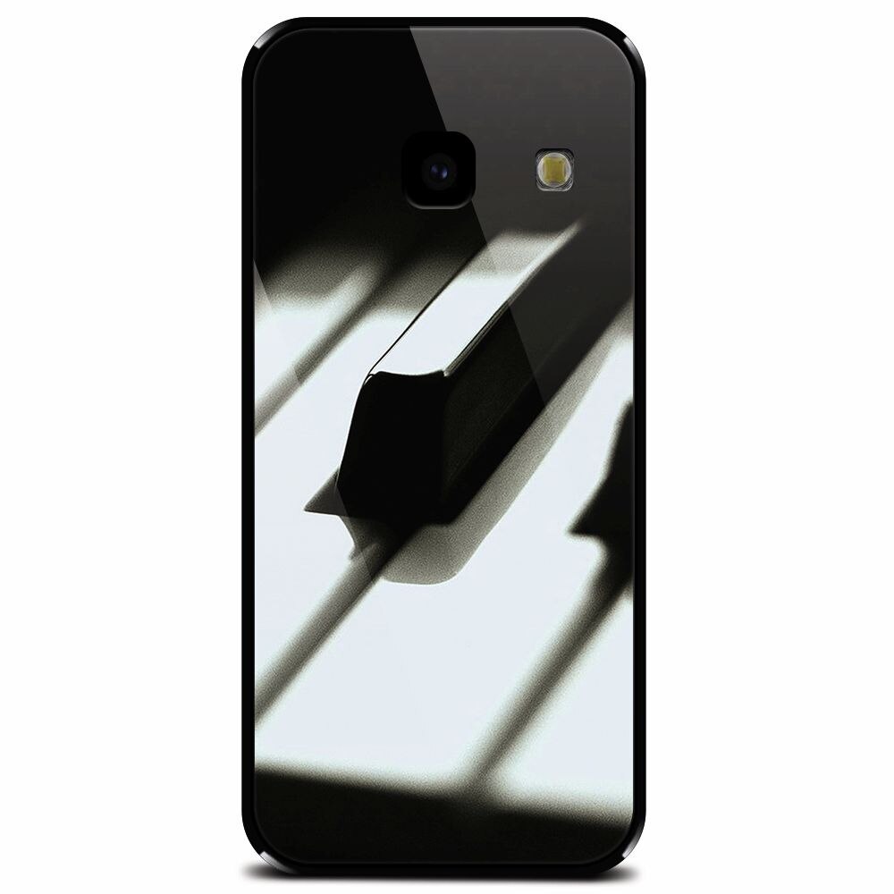 Husa din sticla securizata pentru Samsung Galaxy J4 Plus, Piano Key Close Up Macro