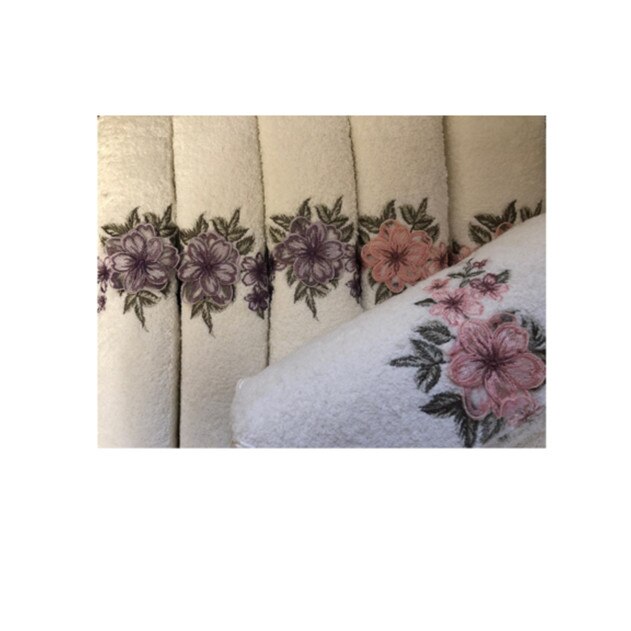 Set de 6 Prosoape Ivoar , (crem deschis) , Saheser Flori de Camp 70 x 140