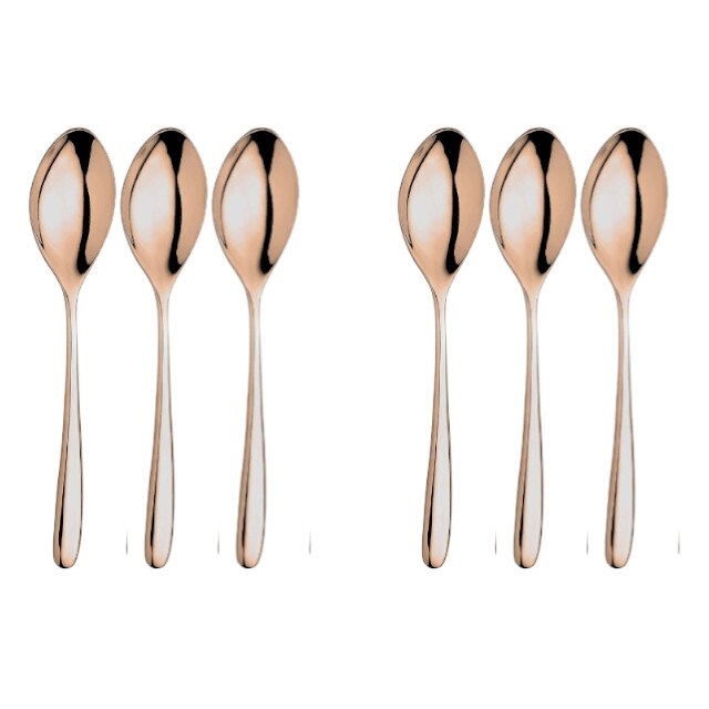 Set 6 linguri pentru desert otel inoxidabil 18/10 INOXRIV NOVECENTO PINK GOLD