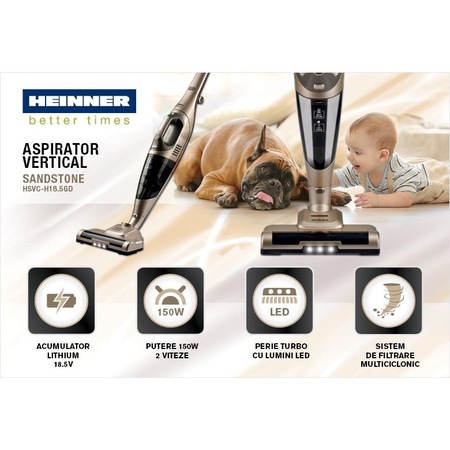 Aspirator vertical multifunctional, fara fir, dubla utilizare, 120 W, Maro