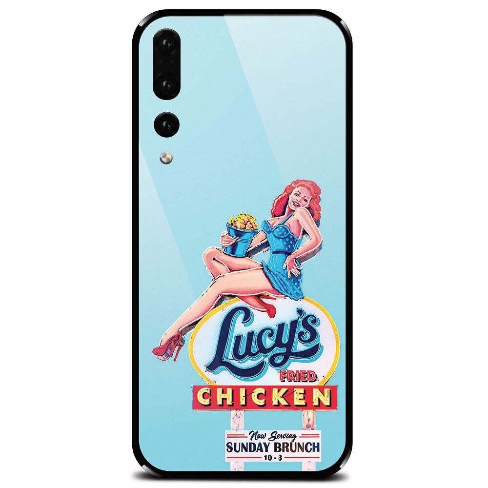Husa din sticla securizata pentru Huawei P20 Pro, American Vintage Restaurant Sign
