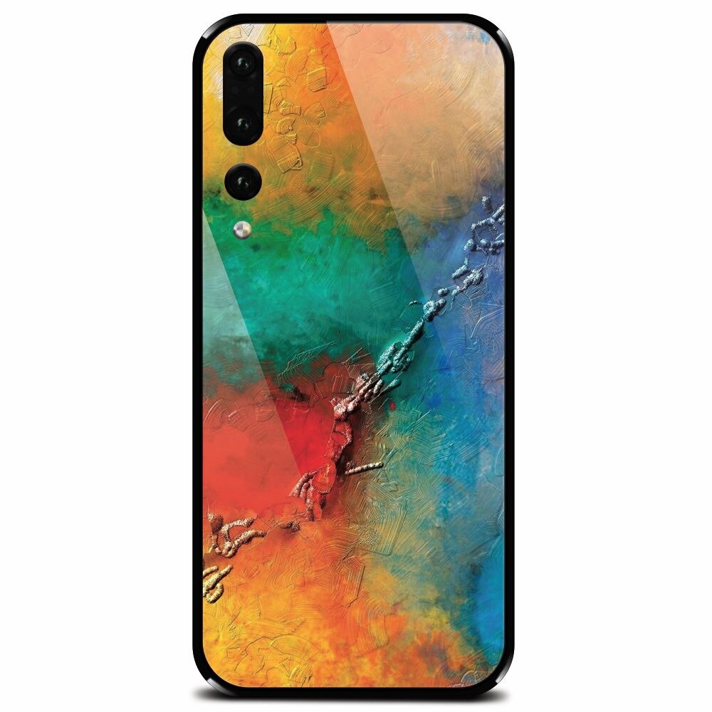 Husa din sticla securizata pentru Huawei P20 Pro, Colorful Wall Paint Texture