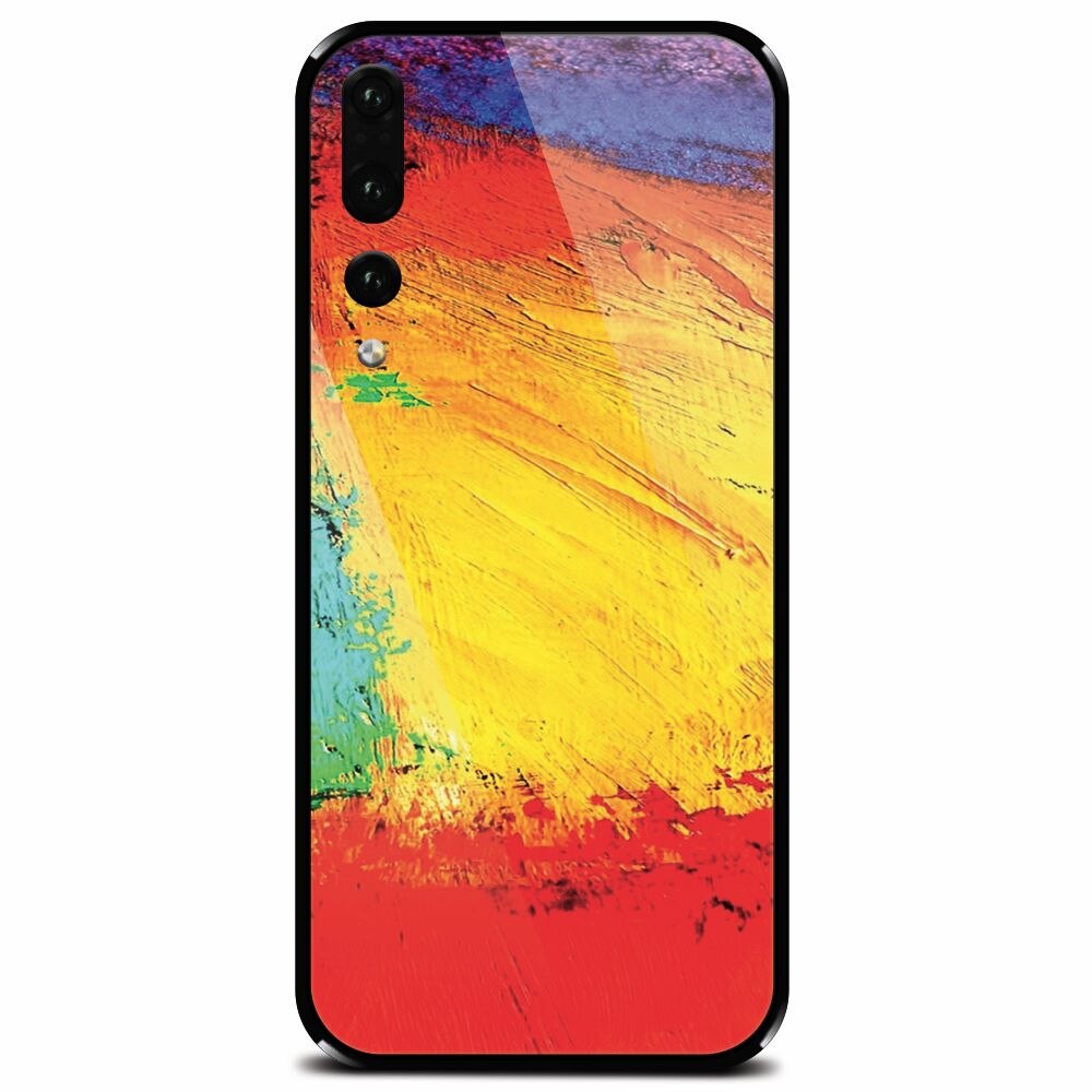 Husa din sticla securizata pentru Huawei P20 Pro, Colorful Dry Paint Strokes Texture