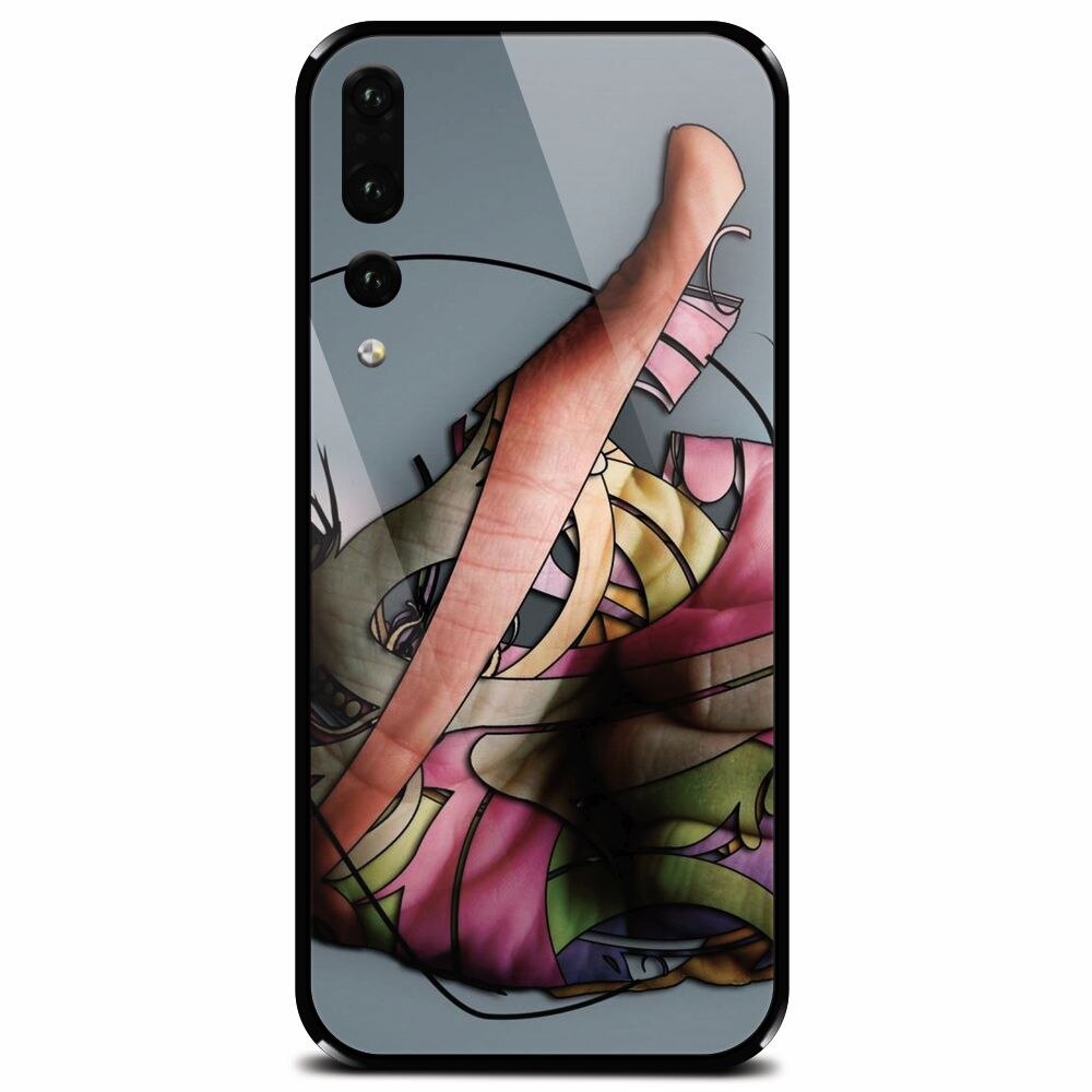 Husa din sticla securizata pentru Huawei P20 Pro, Abstract Minimalistic Hands