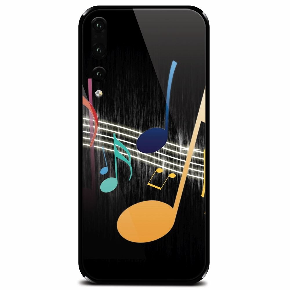 Husa din sticla securizata pentru Huawei P20 Pro, Colorful Music