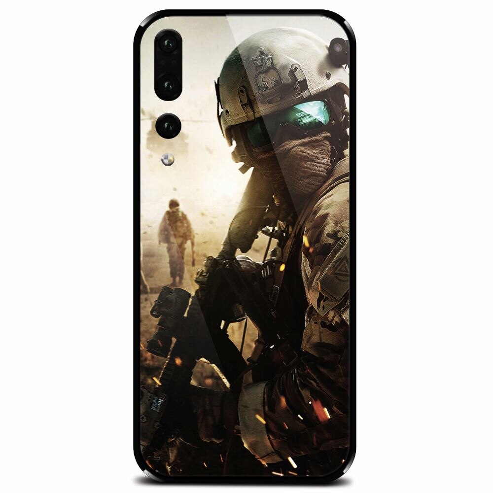 Husa din sticla securizata pentru Huawei P20 Pro, Battlefield