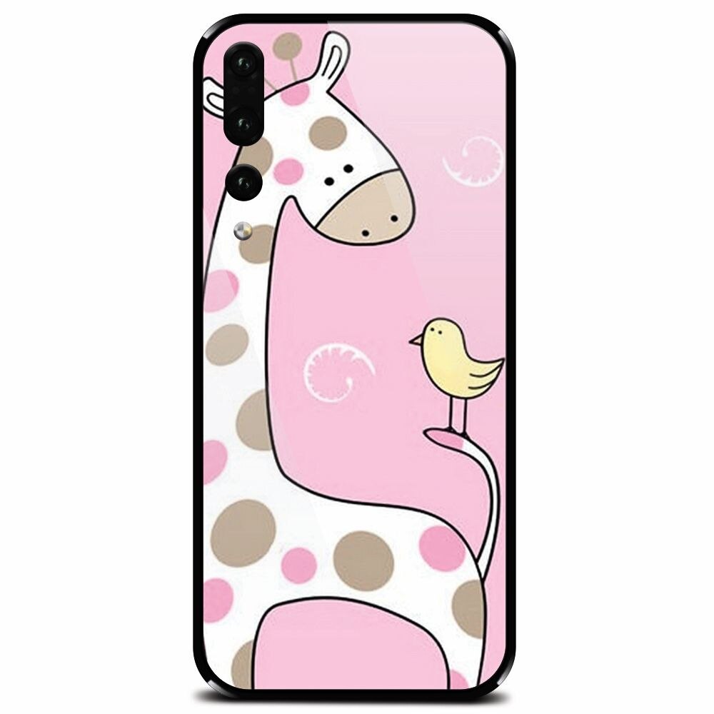 Husa din sticla securizata pentru Huawei P20 Pro, Cute Giraffe