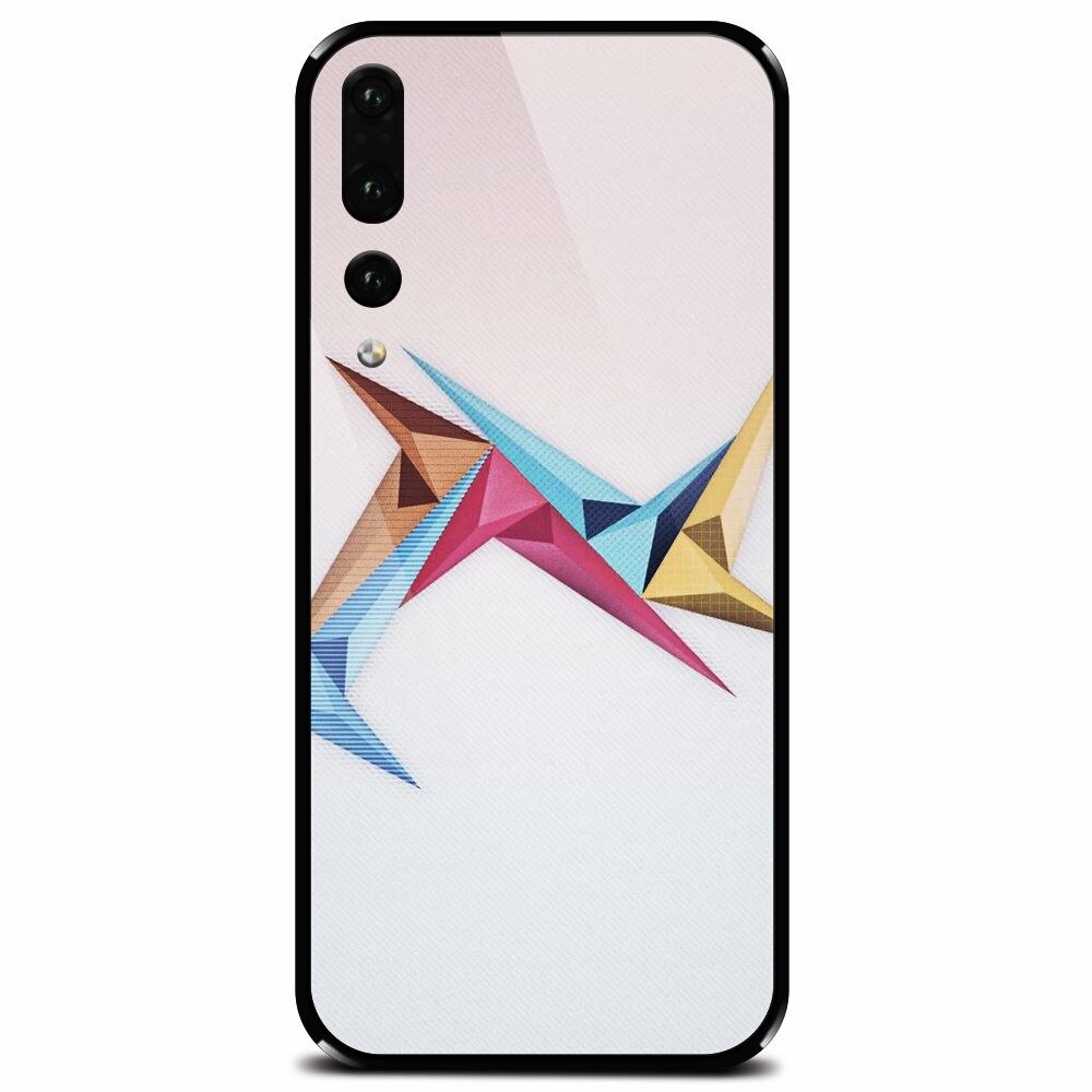 Husa din sticla securizata pentru Huawei P20 Pro, Abstract Minimalistic Colors Triangles