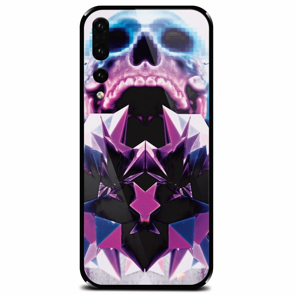 Husa din sticla securizata pentru Huawei P20 Pro, Abstract Framed Skull