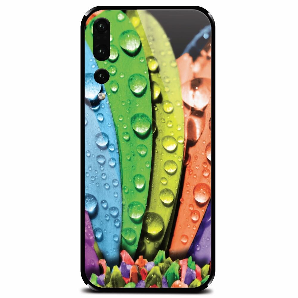 Husa din sticla securizata pentru Huawei P20 Pro, Colorful Daisy Petals