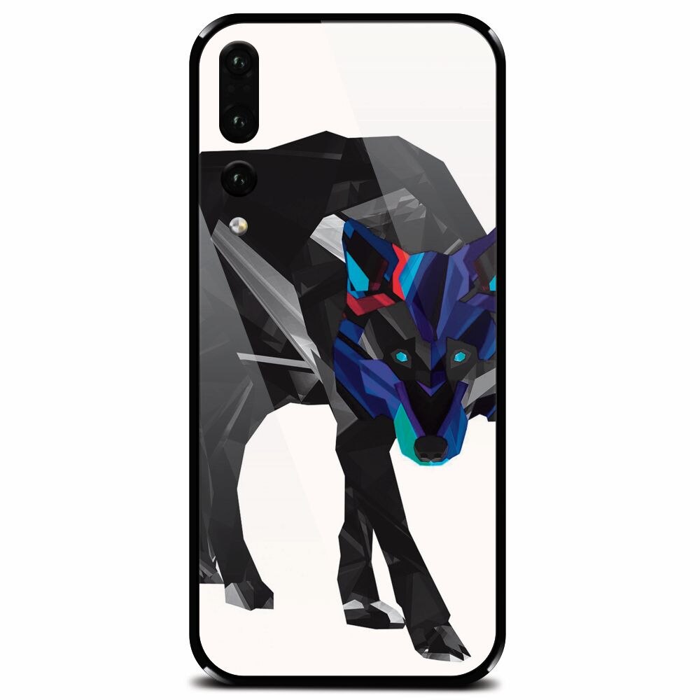 Husa din sticla securizata pentru Huawei P20 Pro, Abstract Wolf
