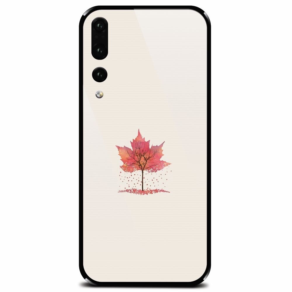 Husa din sticla securizata pentru Huawei P20 Pro, Autumn Tree Leaf Shape Illustration