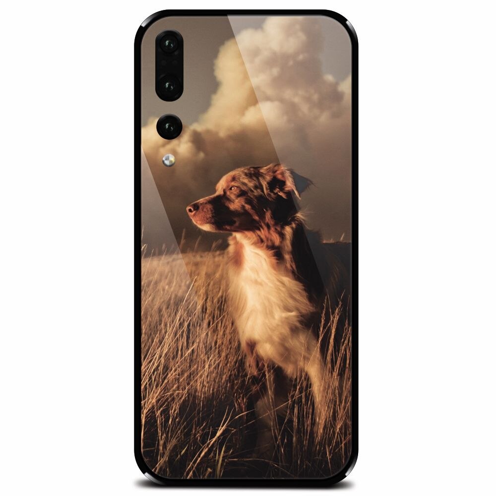 Husa din sticla securizata pentru Huawei P20 Pro, Alone Dog Animal In Grass