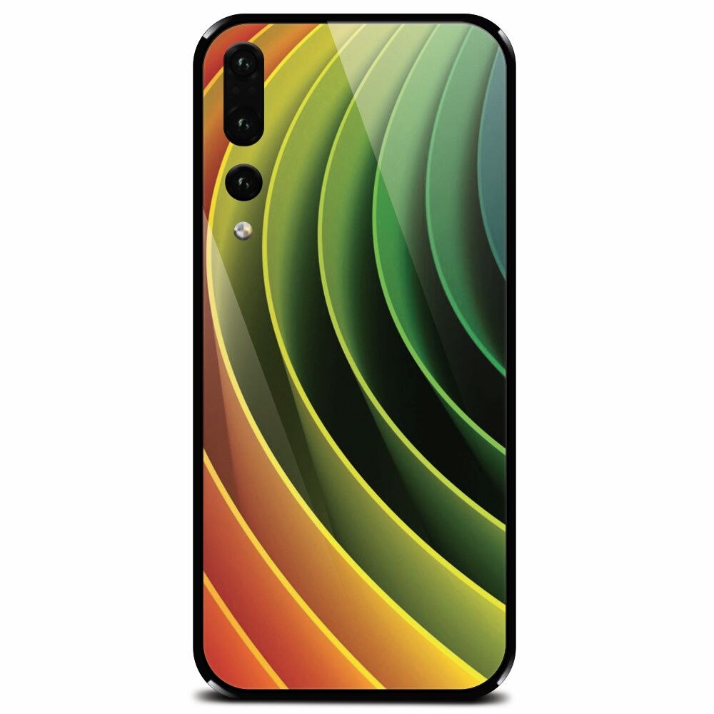 Husa din sticla securizata pentru Huawei P20 Pro, 3D Multicolor Abstract Lines