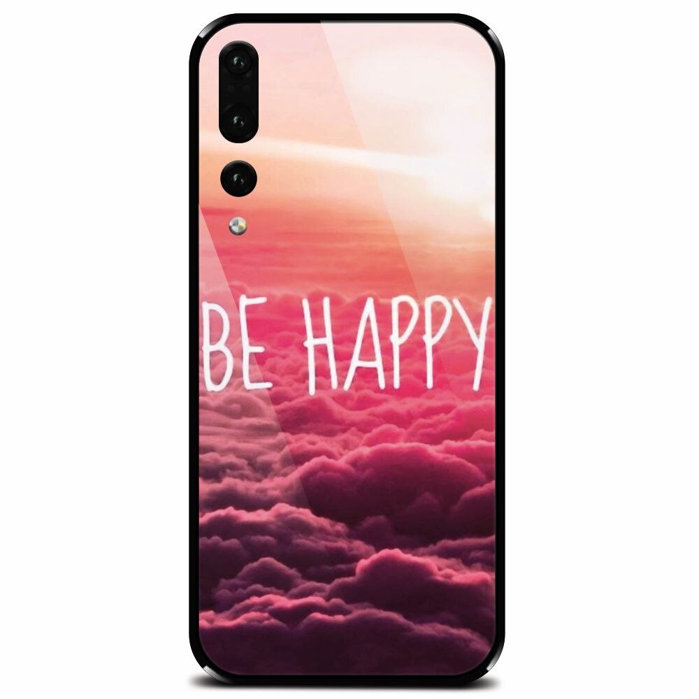 Husa din sticla securizata pentru Huawei P20 Pro, Be Happy Puffy Clouds