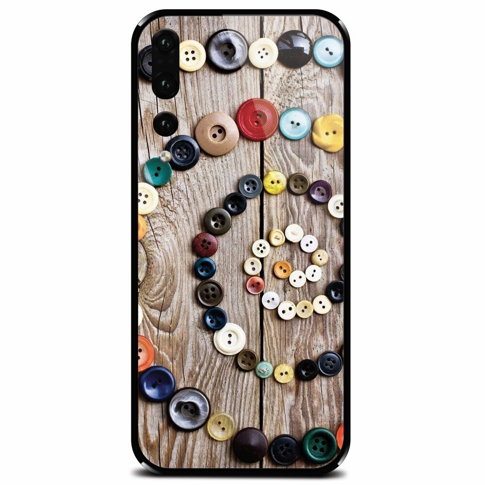 Husa din sticla securizata pentru Huawei P20 Pro, Colorful Buttons Spiral Wood Deck