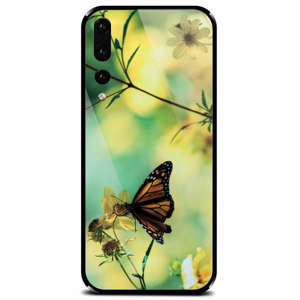 Husa din sticla securizata pentru Huawei P20 Pro, Butterfly