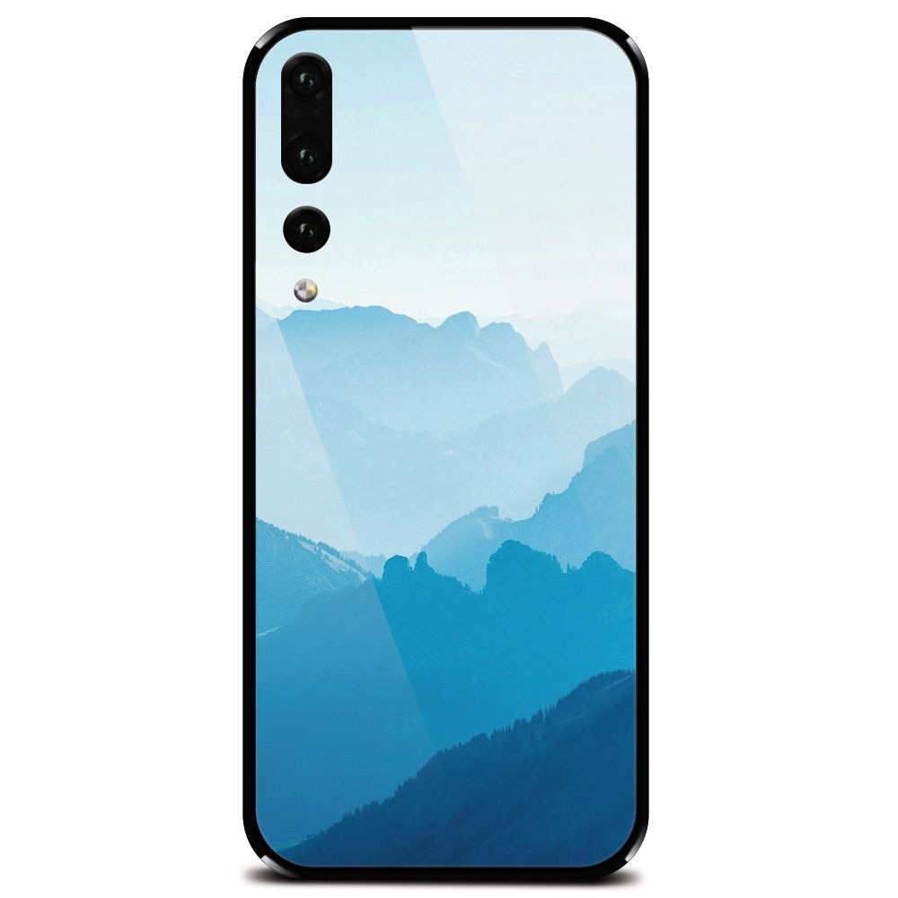 Husa din sticla securizata pentru Huawei P20 Pro, Blue Mountain Crests
