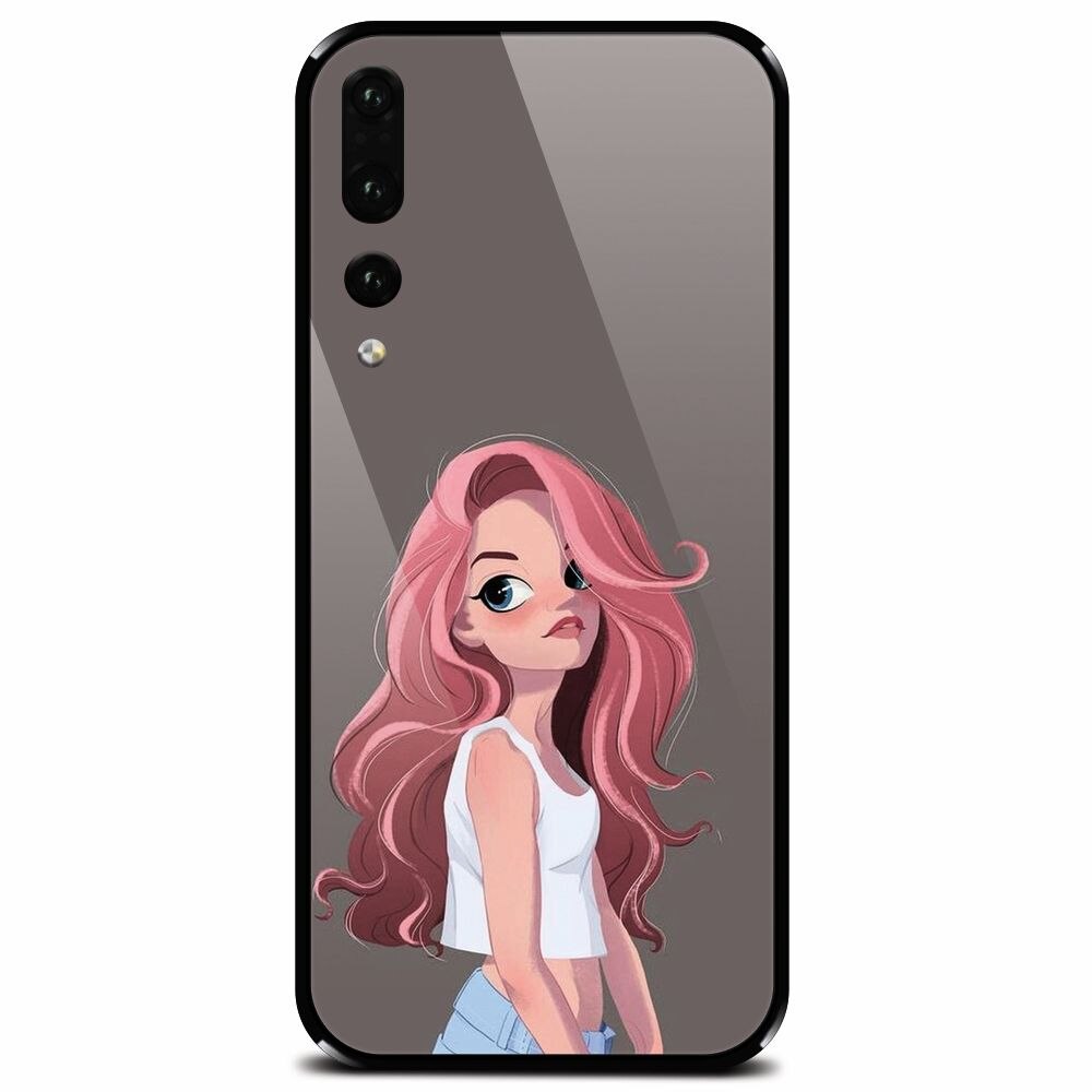 Husa din sticla securizata pentru Huawei P20 Pro, Cute Girl
