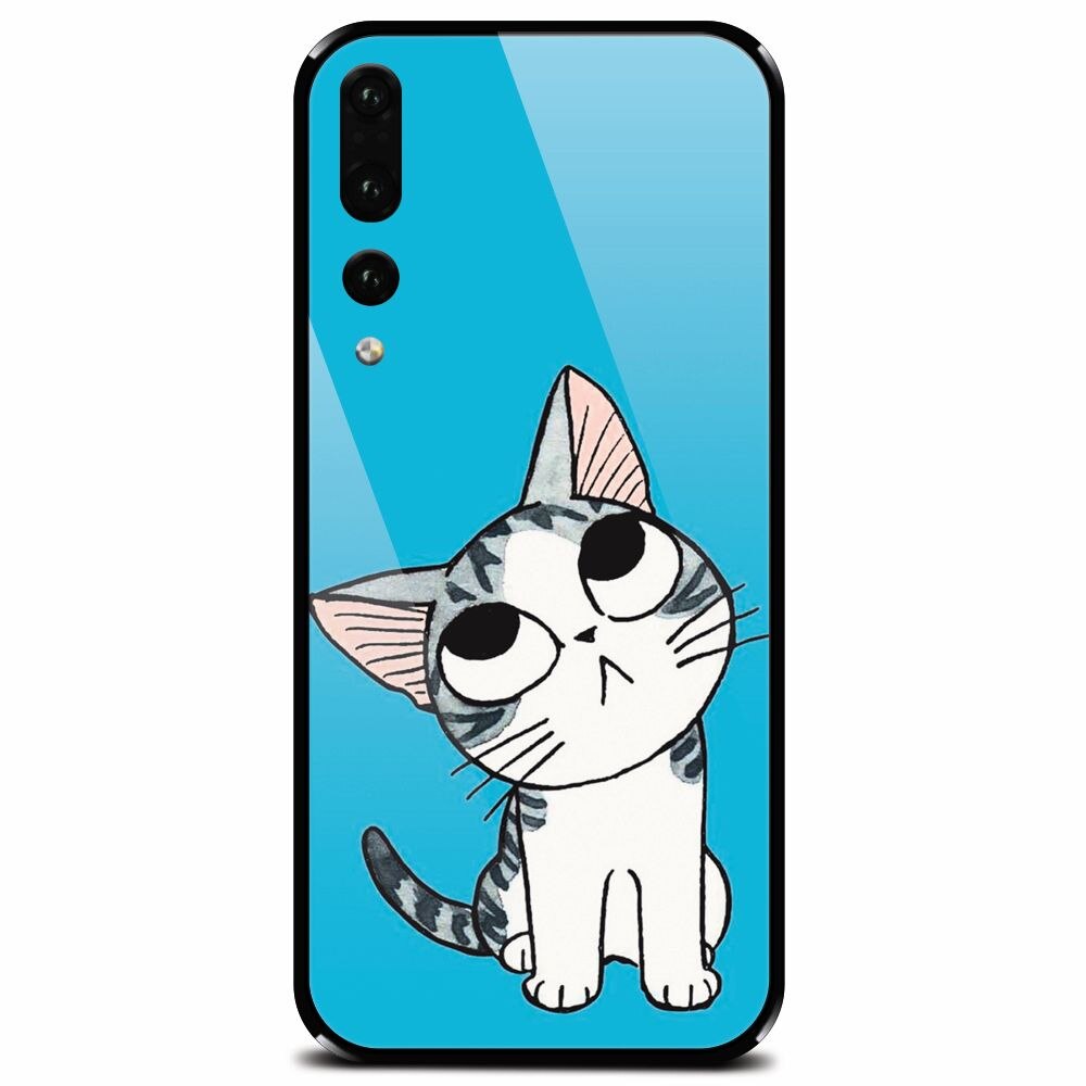 Husa din sticla securizata pentru Huawei P20 Pro, Cat Lovely Cartoon