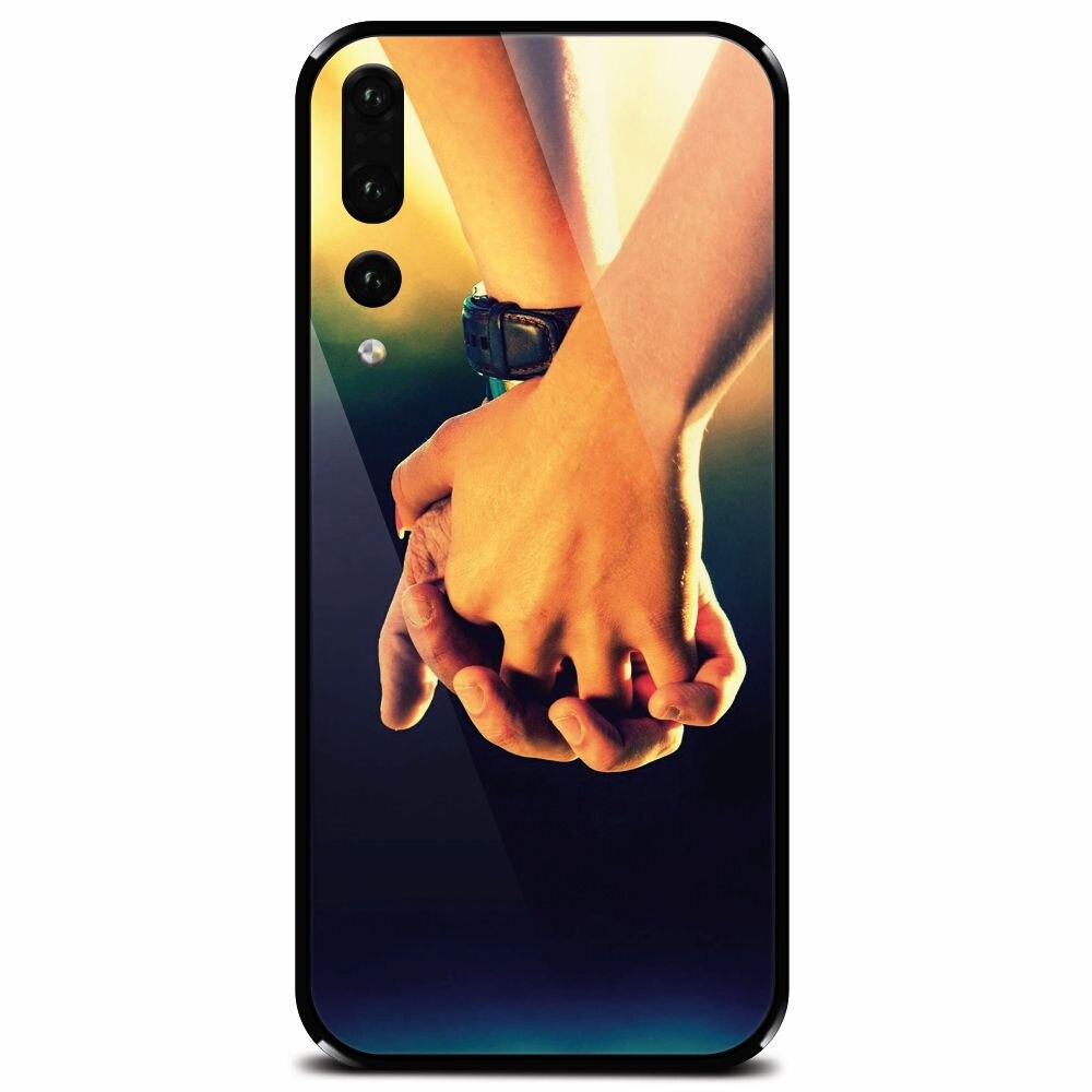 Husa din sticla securizata pentru Huawei P20 Pro, Couple Holding Hands