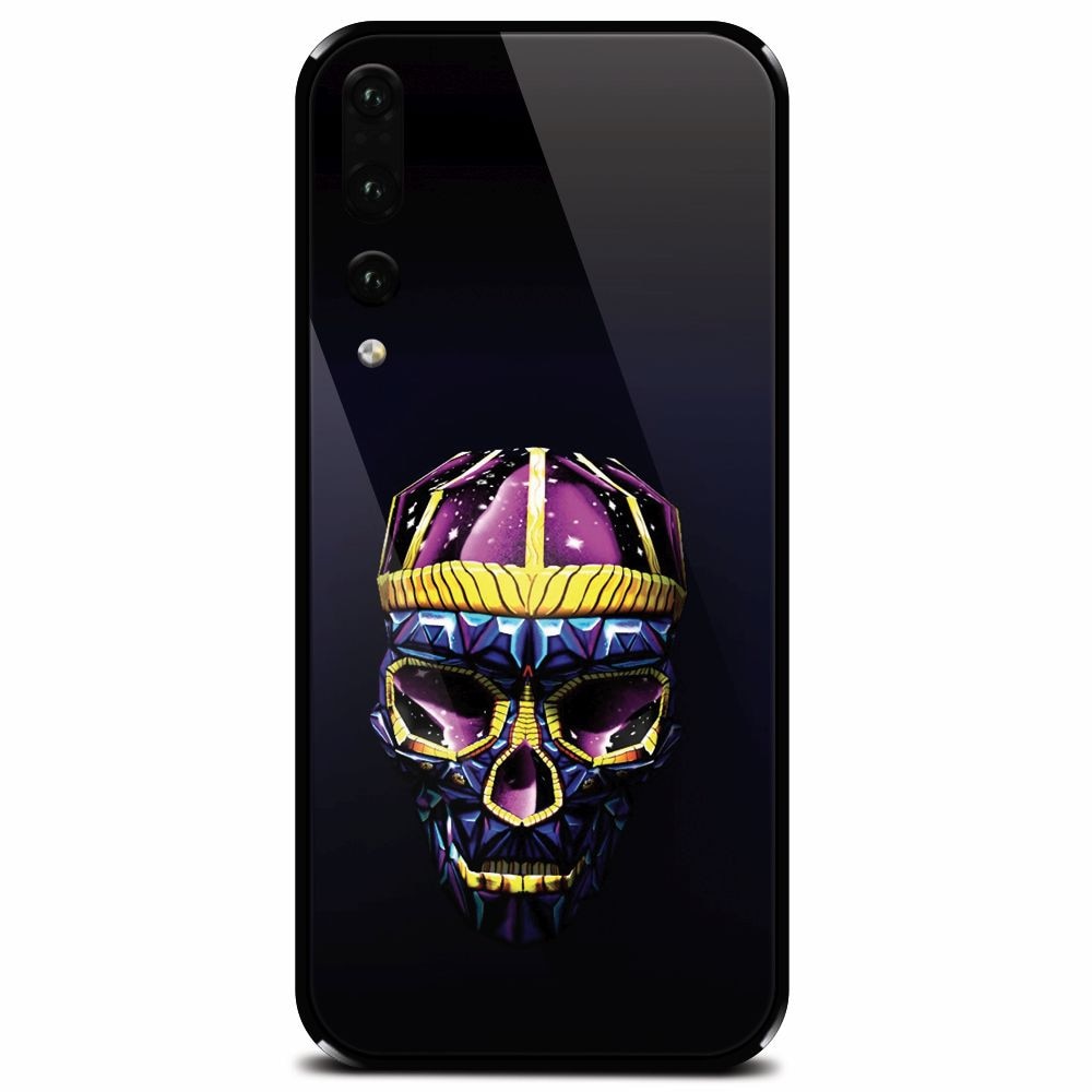 Husa din sticla securizata pentru Huawei P20 Pro, Colorfull Skull