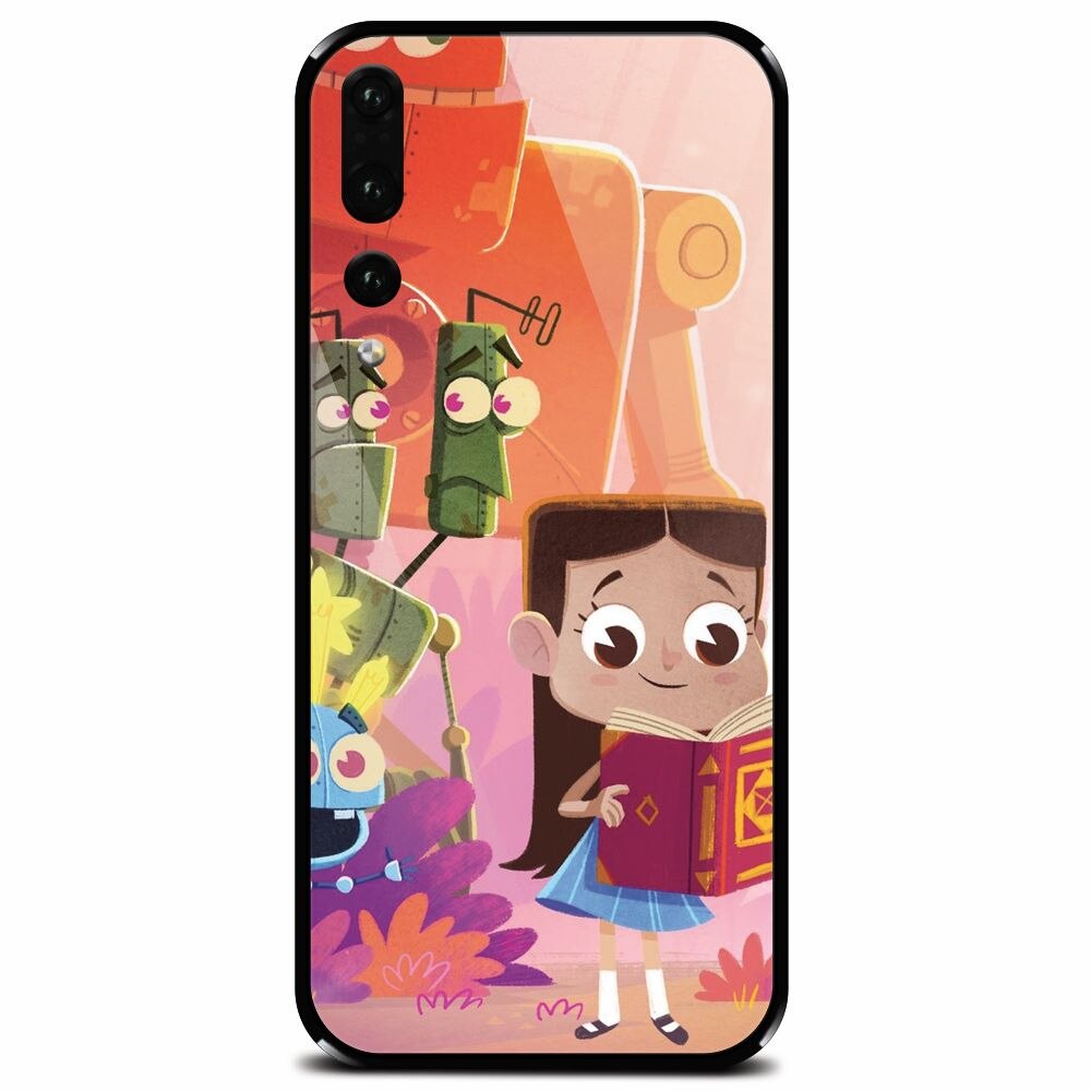 Husa din sticla securizata pentru Huawei P20 Pro, Children Kids Robots Illustration Colorful K