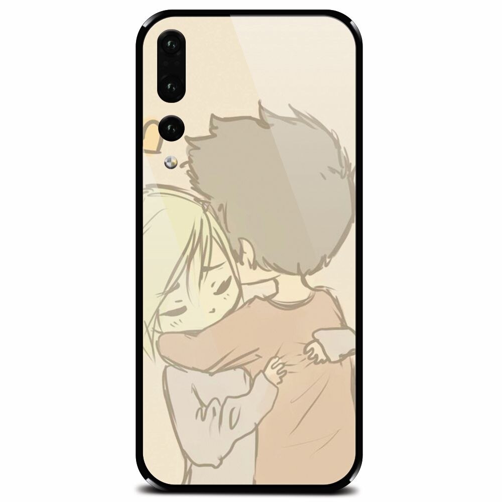 Husa din sticla securizata pentru Huawei P20 Pro, Couple Hug