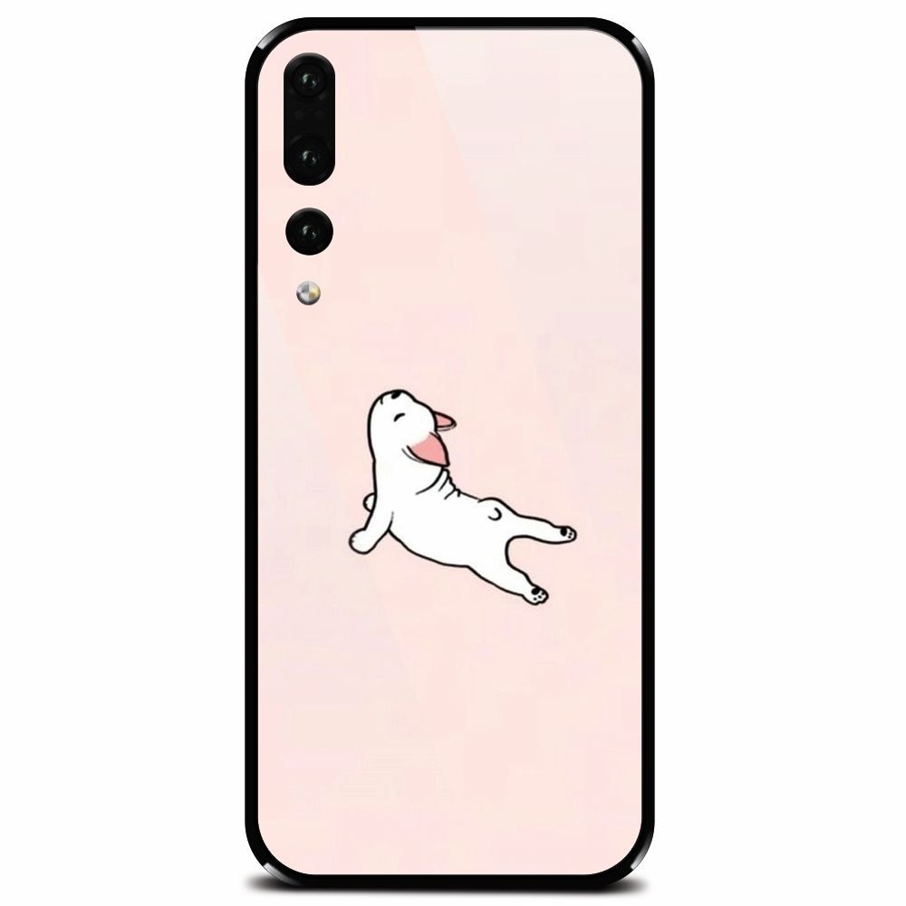 Husa din sticla securizata pentru Huawei P20 Pro, Cute Dog Streching