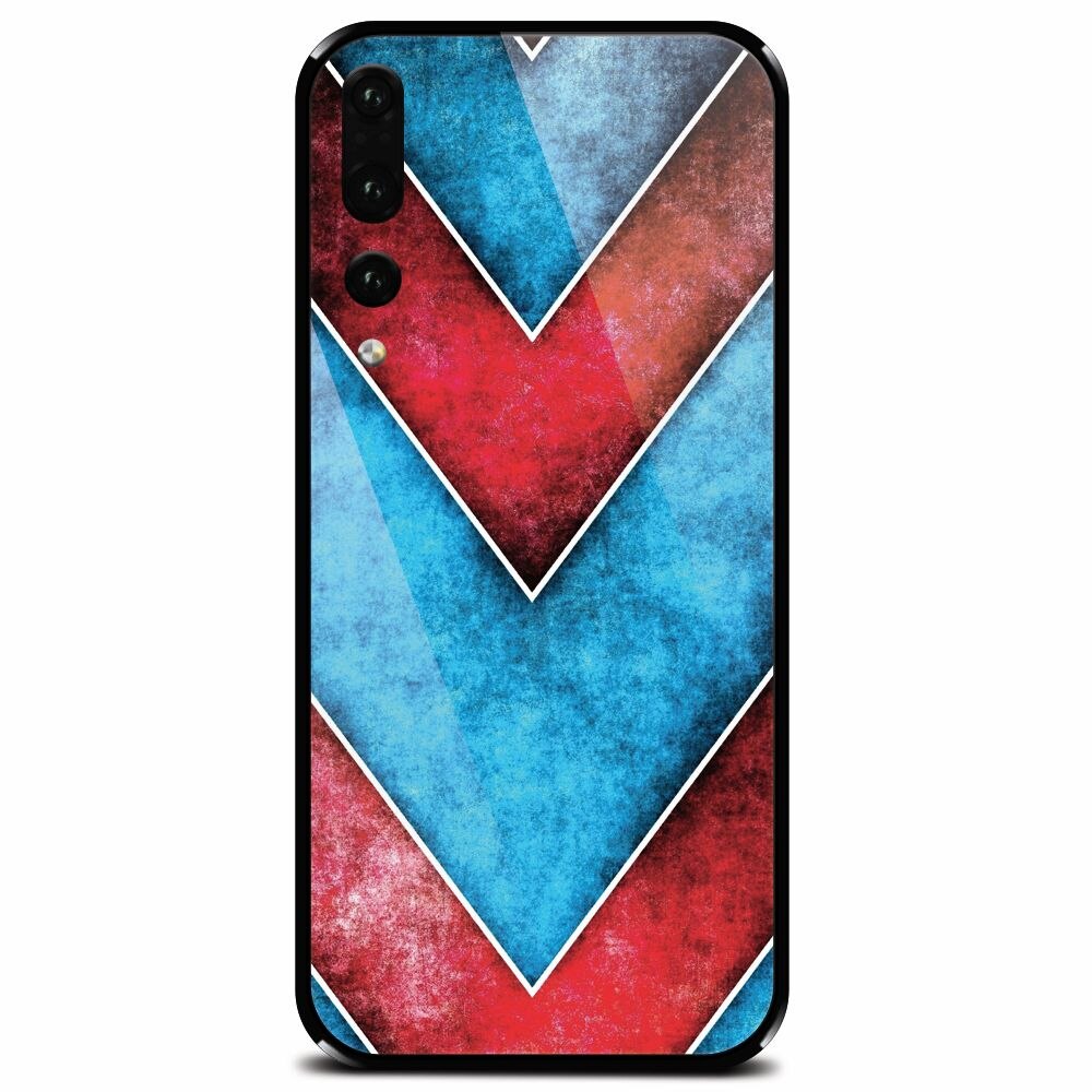 Husa din sticla securizata pentru Huawei P20 Pro, Blue And Red Abstract
