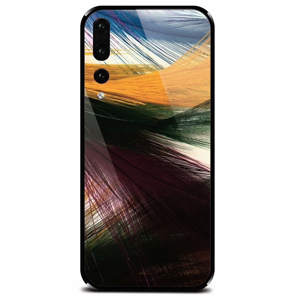 Husa din sticla securizata pentru Huawei P20 Pro, Colorful Peacock Feathers