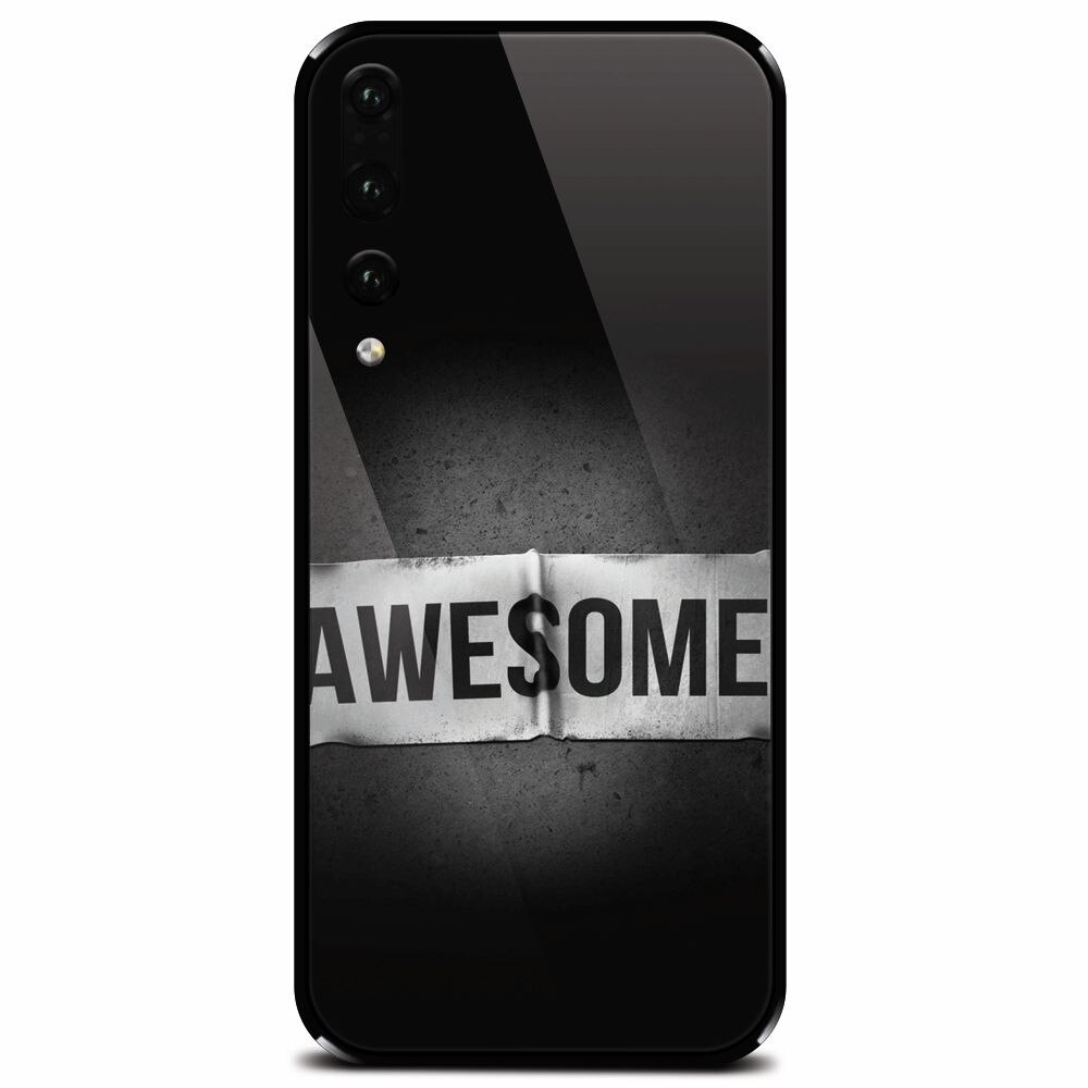 Husa din sticla securizata pentru Huawei P20 Pro, Awesome Label Dark