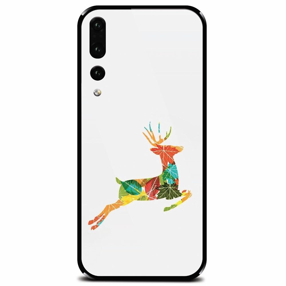 Husa din sticla securizata pentru Huawei P20 Pro, Colorful Reindeer Jump Illustration