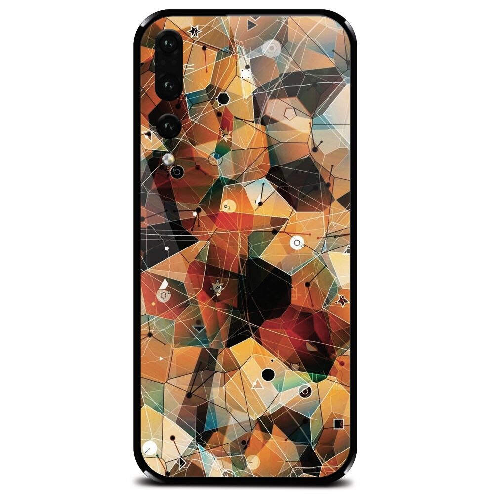Husa din sticla securizata pentru Huawei P20 Pro, Abstract Triangles Connected Lines