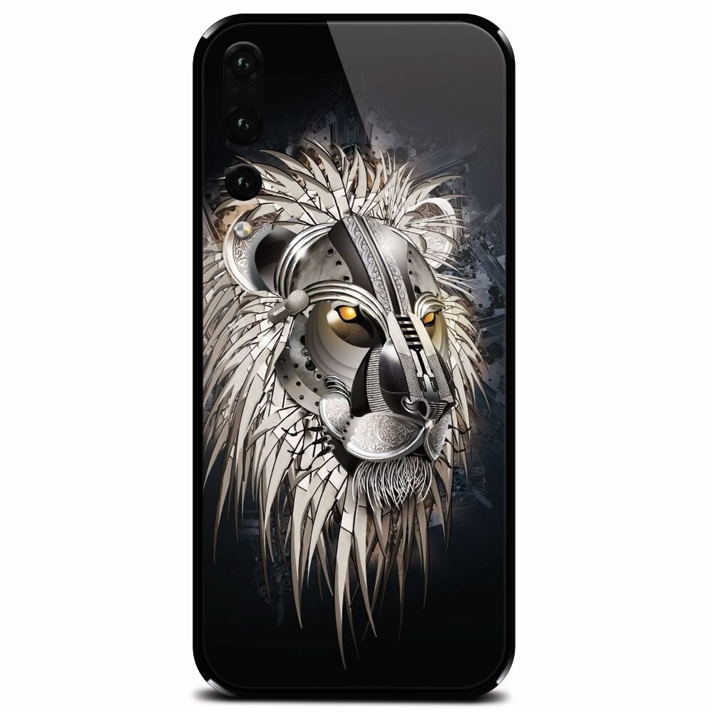 Husa din sticla securizata pentru Huawei P20 Pro, Abstract Lion 001