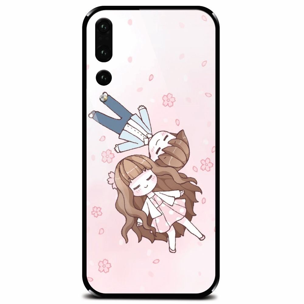 Husa din sticla securizata pentru Huawei P20 Pro, Cute Couple