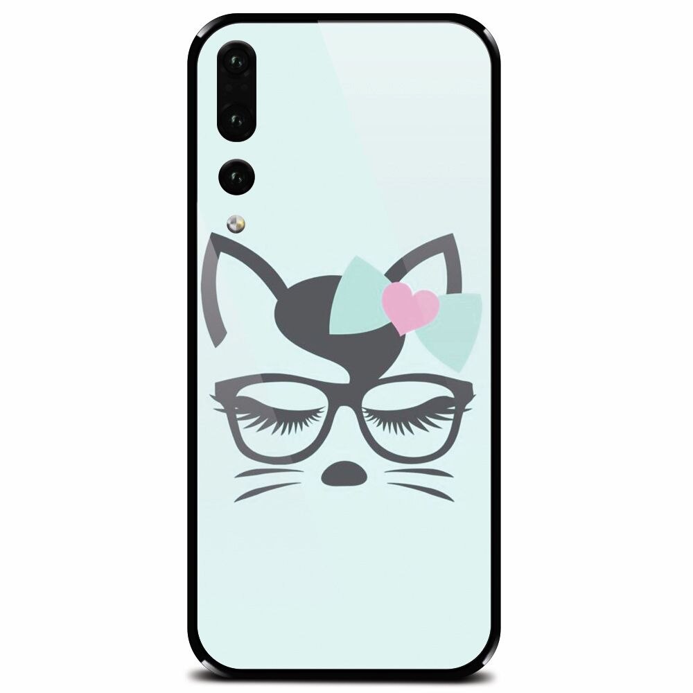 Husa din sticla securizata pentru Huawei P20 Pro, Angel Cat