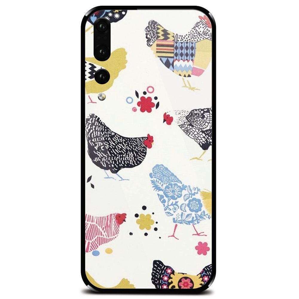 Husa din sticla securizata pentru Huawei P20 Pro, Chickens