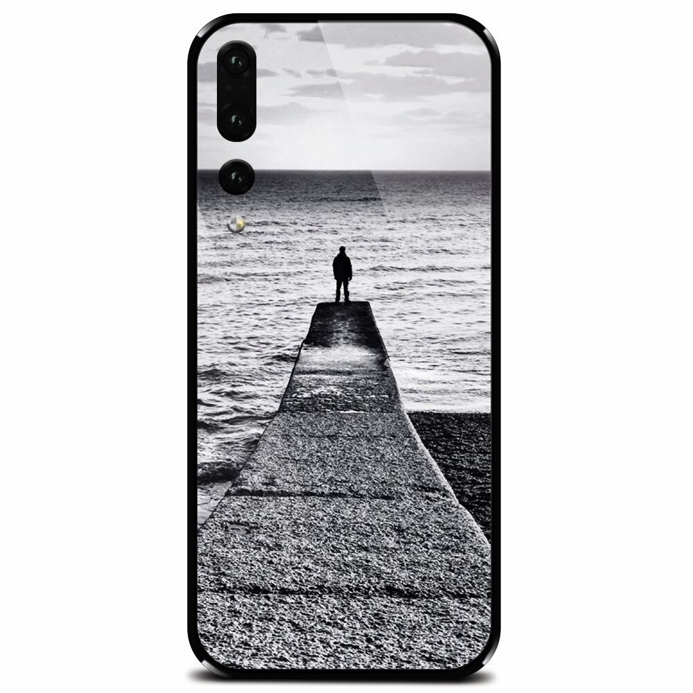 Husa din sticla securizata pentru Huawei P20 Pro, Abstract Dock Man Grey